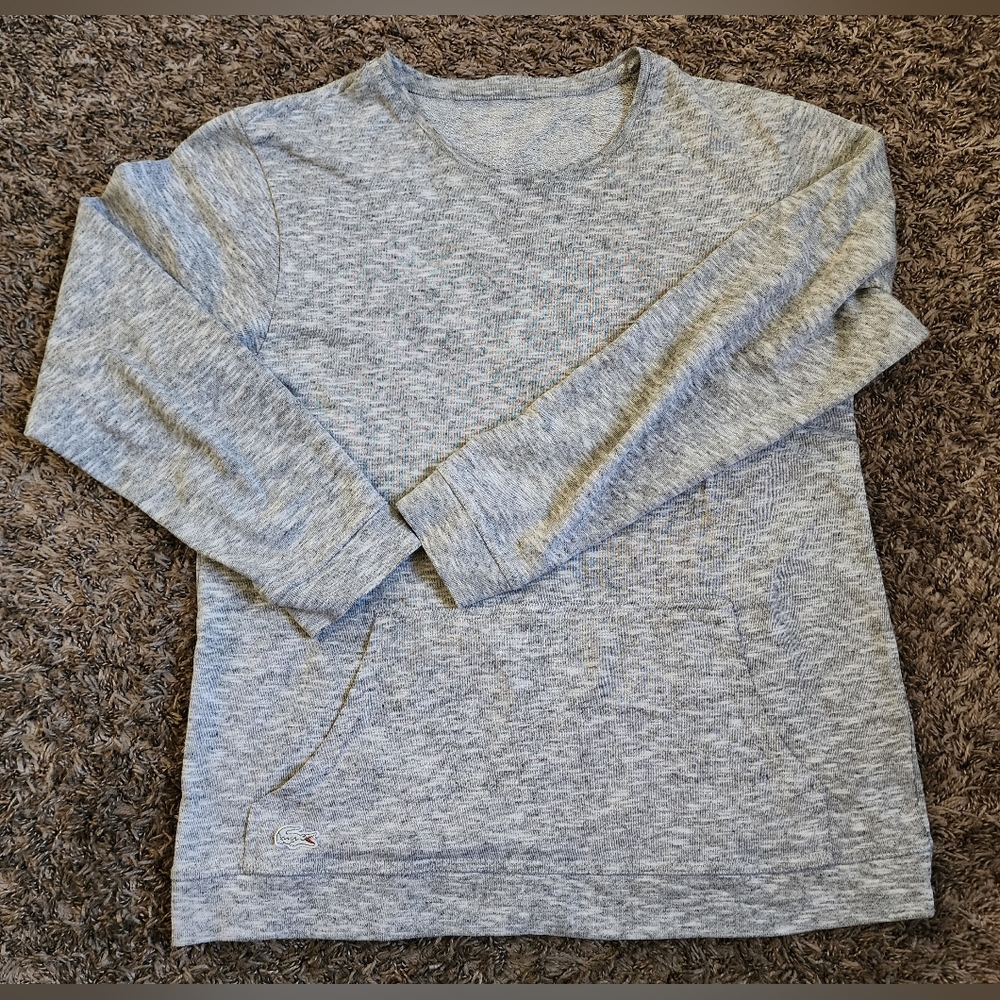 Lacoste Grey Logo Cotton Pullover Pocket Sweatshirt M